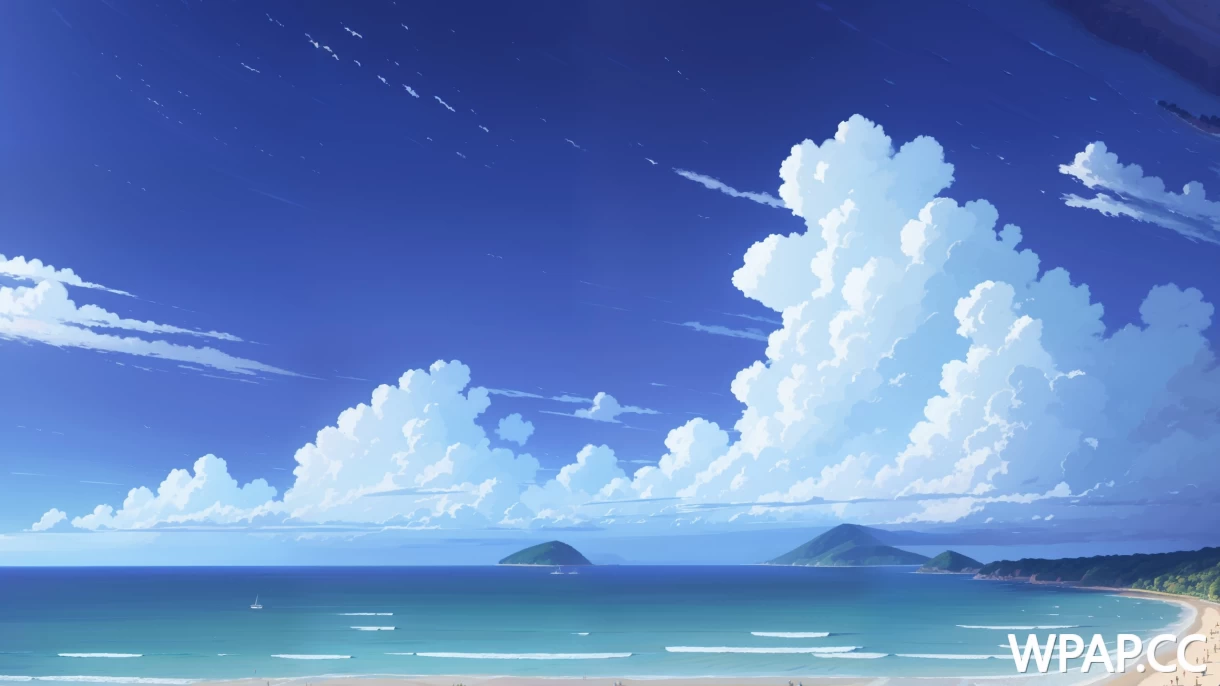 宁静的热带海滩，云雾缭绕